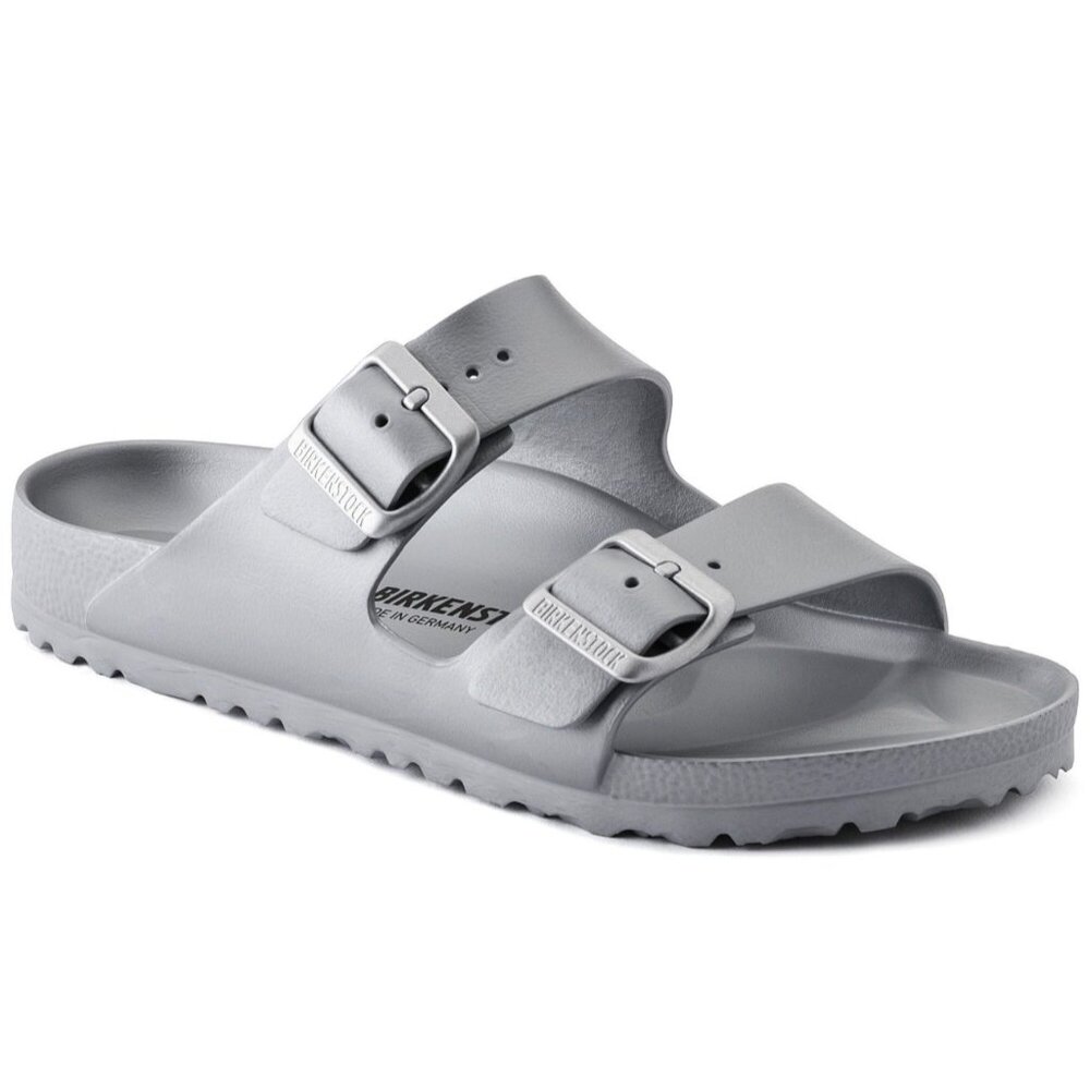 Birkenstock Arizona Essentials EVA Sandals Silver Double Strap Women 7/38 casual